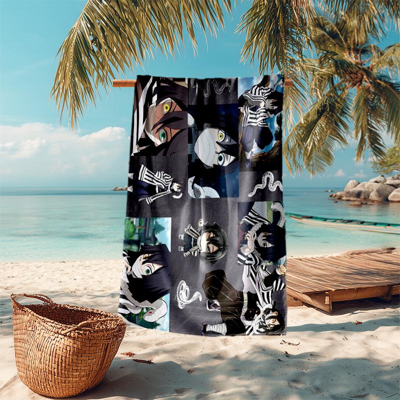 Japanese artist Koyoharu Gotouge's Demon Slayer beach towel, outdoor camping vacation swimming beach towel, outdoor absorbent bath towel blanket K18