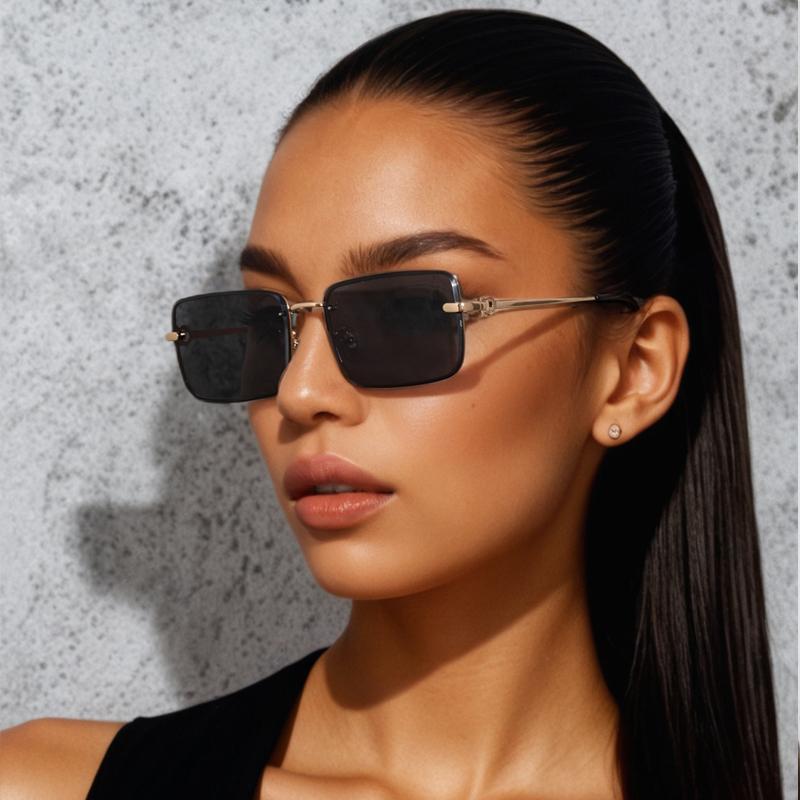 3Pcs Sets Frameless Small Rectangle Sunglasses Women Metal Frame Driving Sun Glasses Men Anti Uv Gradient Eyewear Uv400