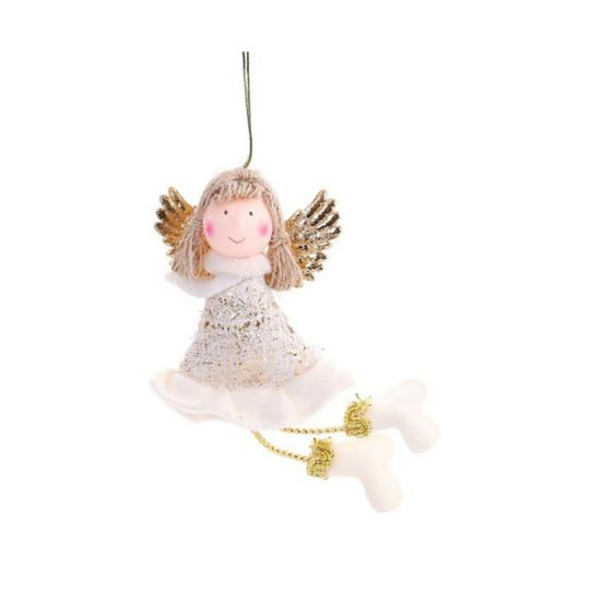 Cute Christmas Tree Hanging Charms Angel Ornaments, Plush Doll Pendant, Xmas Decorative Pastel Color Decor Ornaments for Home Holiday