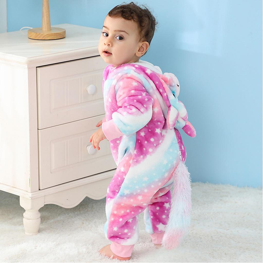 Kids Kigurumi Halloween Costume Romper Roomwear Warm Winter Wear Loungewear Girls Boys Christmas Present Baby Shower Photo Shoot Unicorn Starry Pink