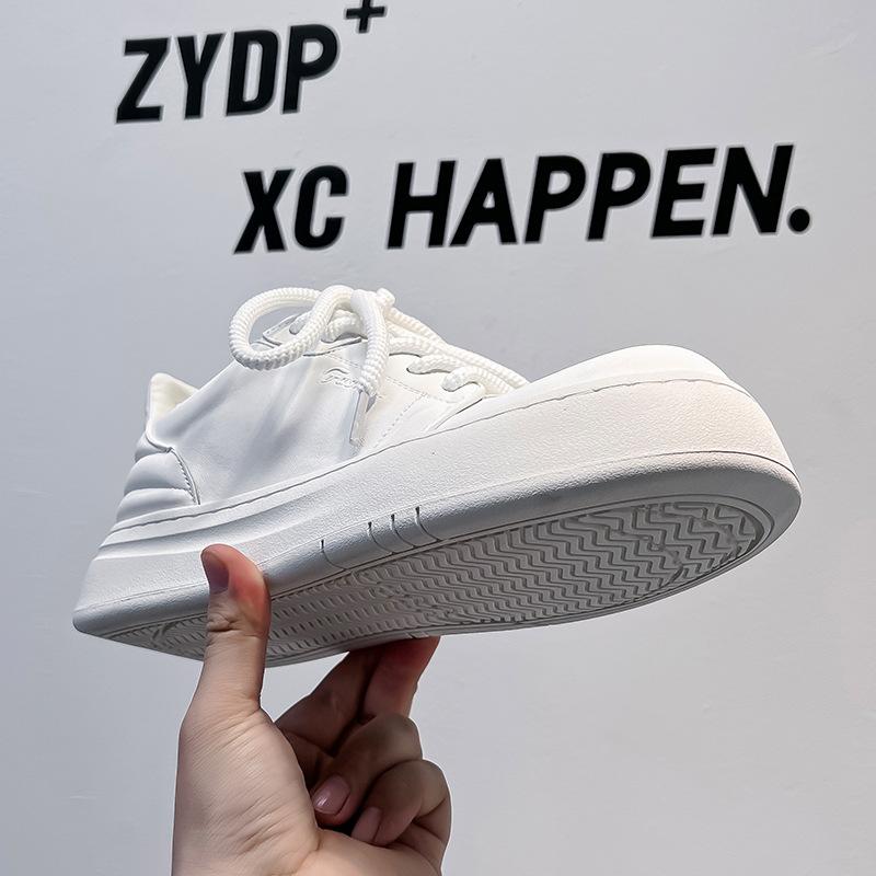 Ugly cute big head casual shoes 2024 autumn retro muffin thick sole heightening board shoes men's round head bread shoes 9777-A