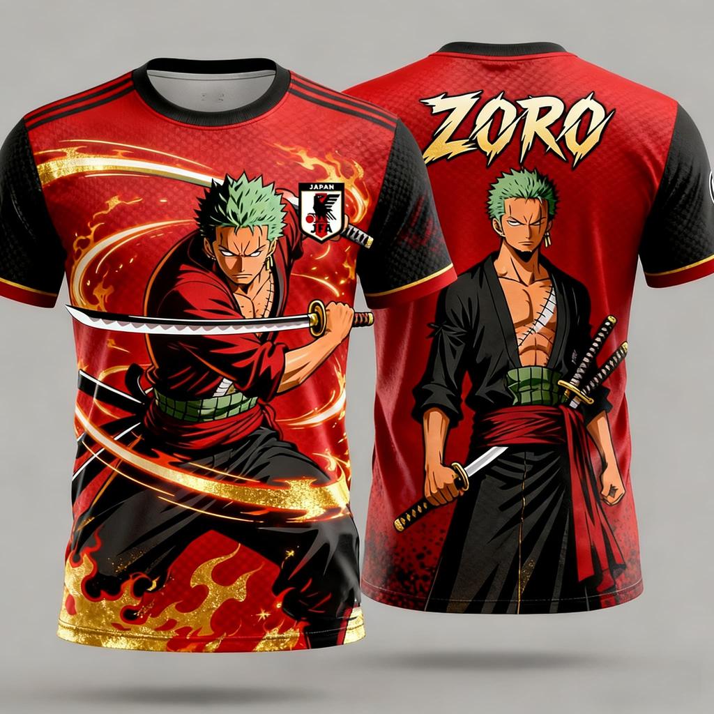 One Piece Zoro Japan Special Edition Soccer Jersey T-shirt Kids Soccer Sports Tshirt Adult Men's Casual Fashion T shirt