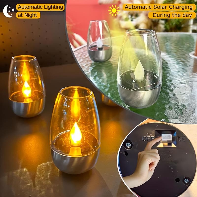 6pcs Flameless Flickering Candles, Outdoor Solar Lights, IP44, Suitable For: Decorate Parties, Weddings, Bars, Home, Dinner Outdoor Picnics