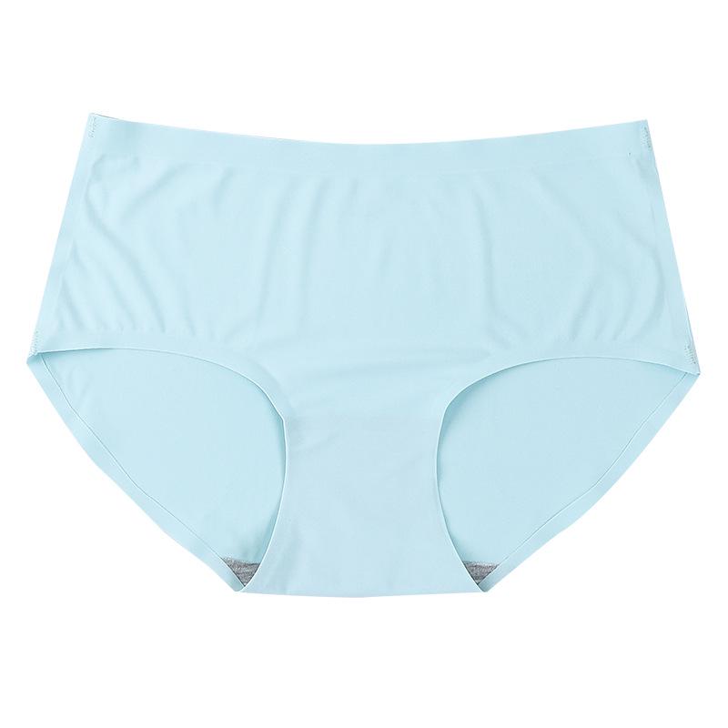 Women's Seamless Ice Silk Mid-Waist Breathable Panties - Sexy One-Piece Triangle Design