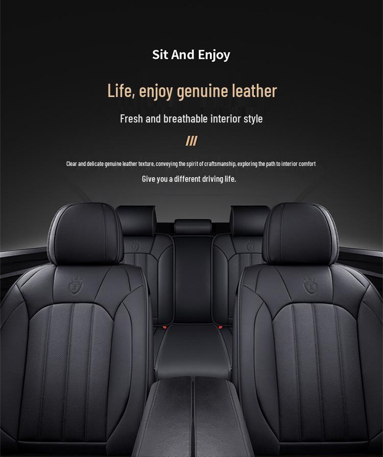 Five-Seater Universal Genuine Leather Car Seat Cushion