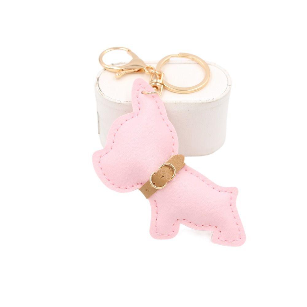 PU Leather Bulldog Keychain Cute Puppy Bulldog Bag Pendant Cute PU Leather Dog Hanger  Men