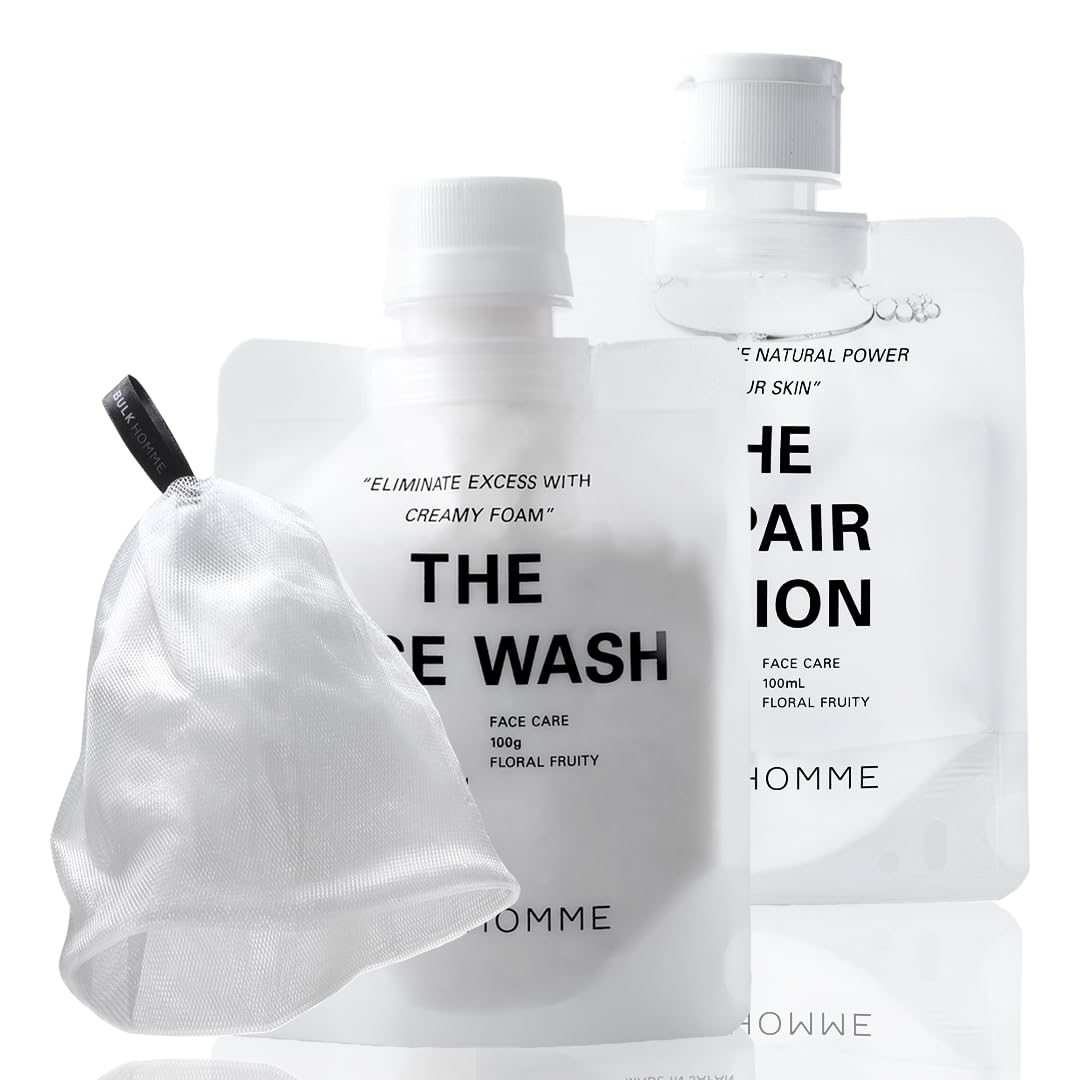 

Bulk Homme Очищающее средство для лица 100 г Сетка для умывания Лечебный лосьон 100 мл Набор Мужской & & 3 предмета