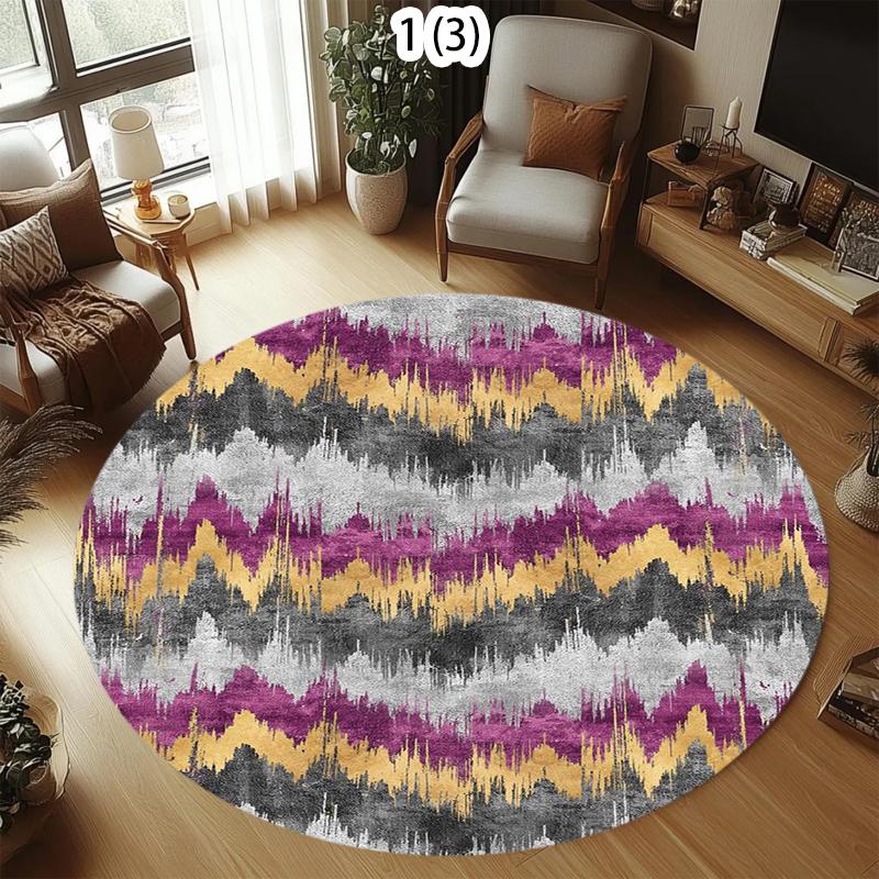 

Nordic Geometric Round Rug Modern Abstract Irregular Stripes Carpet Minimalist Home Decor Soft Non-Slip Floormat for Living Room 100cm