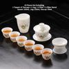 Jade Porcelain Kung Fu Teaware Set, Teapot Teacups, Living Room, Office Drinkware, High Quality Cup and Pot, Gift, 10 Pcs