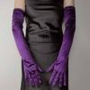 Candy Color Long Satin Glove Women's Elegant Wedding Dress Mittens Sunscreen Driving Glove  Women