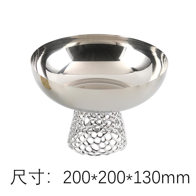 

Round Stainless Steel Fruit Plate Hollow Metal Tray Snack Bowl Silver Candy Tray Desktop Trays Decorative Home Decoration