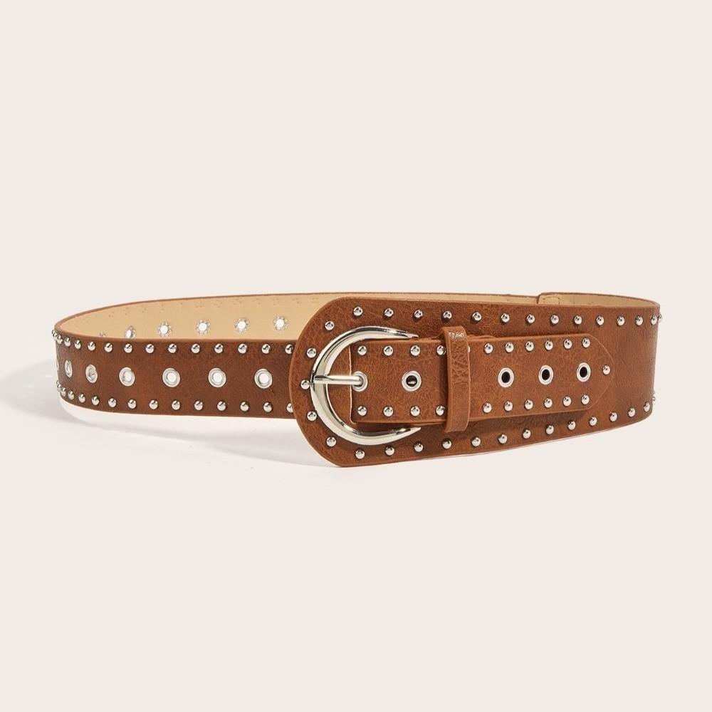 PU Leather Women's Waist Belt Studded Design Dress Jeans Waistband  Jeans Accessory