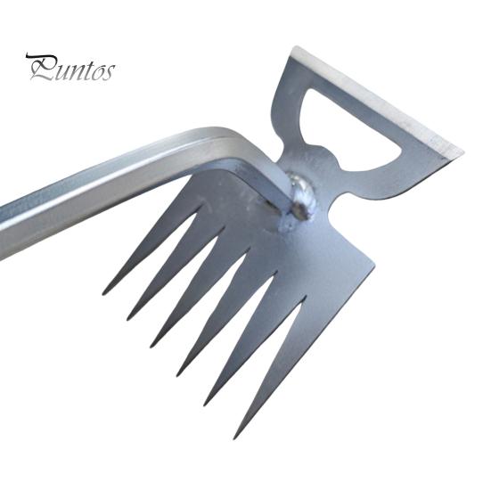 Weed Puller Tool 6 Teeth Steel Forged Hand Weeder 2-in-1 Manual Weed Remover Uprooting Tool for Backyard Farm Vegetable Gardening