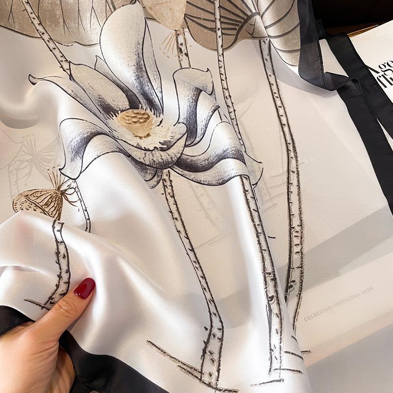 180*90cm Luxury Brand Women Summer Silk Scarves Shawl Lady Wrap Soft Female Europe Designer Beach Bandanna foulard muffler pareo