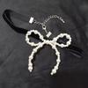 Elegant Bowknot Necklace Unique Perals Bowknot Pendant Necklace Accessories Stylish Ladies Choker Adornment for Women