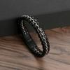 Braided Rope Woven Black Leather Men Bracelets Punk Style Stainless Steel Bangle for Friend Charm Fashion Jewelry Gifts