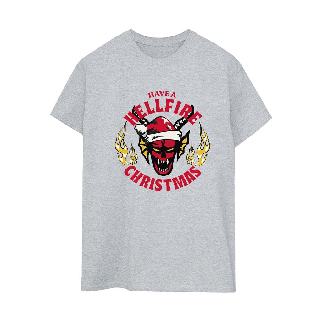 Netflix Womens/Ladies Stranger Things Hellfire Christmas Cotton Boyfriend T-Shirt