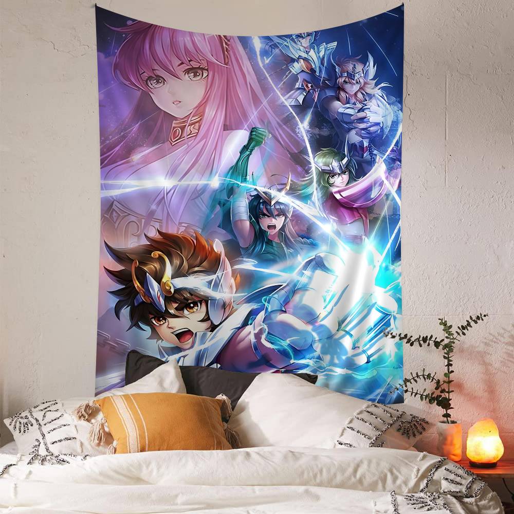 Japanese Hot Anime SSaint Seiya Cartoon Tapestry Art Science Fiction Room Home Decor Wall Hanging Sheets