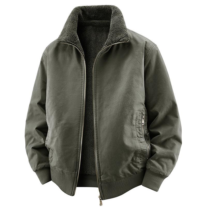 Herren Winter Lammwolle Doppelseitig Freizeit Revers Arbeitskleidung Jacke 7956