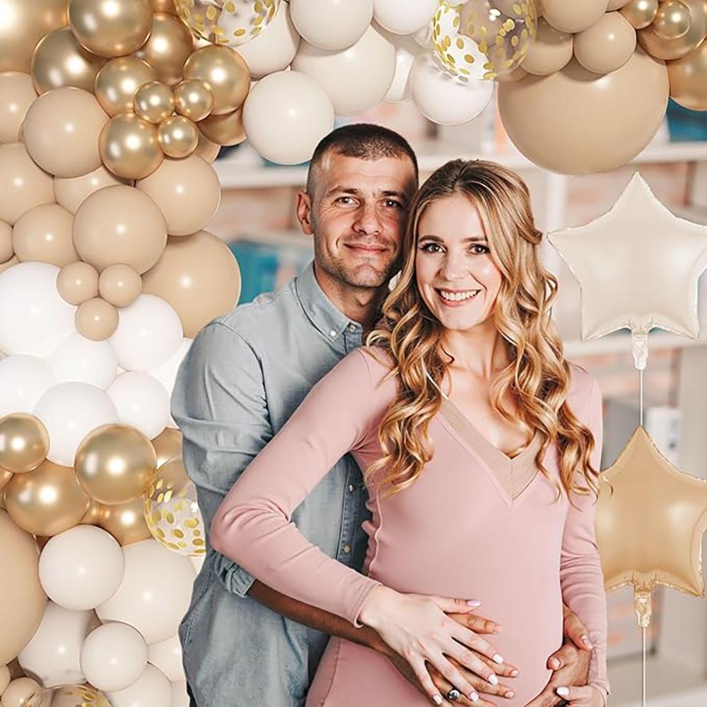 Retro Balloon Arch Kit Sand White Skin Gold Confetti Latex Balloons Garland Gender Reveal Home Birthday Party Decoration Globos