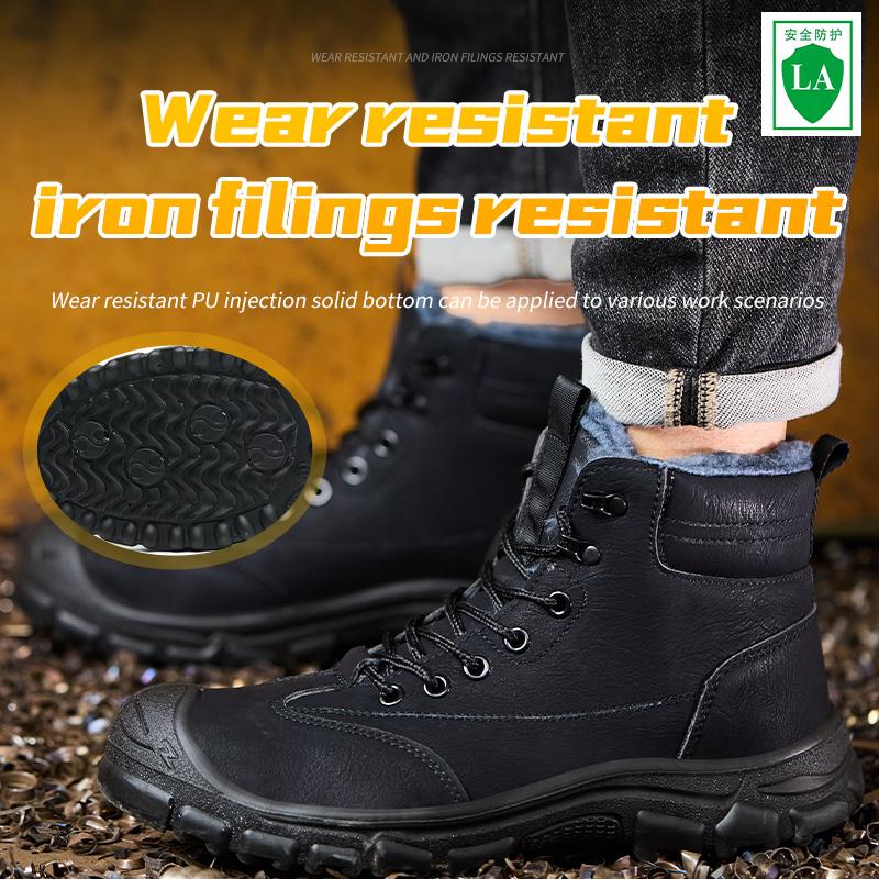 Winter Work Safety Boots Men Women Warm Plush Steel Toe Safety Shoes Puncture-Proof Security Protection Work Shoes Footwear