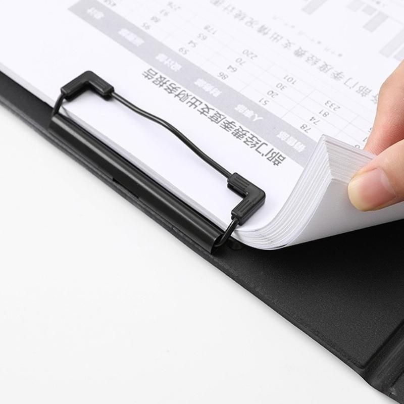 High Quality PU Leather A4 A5 Clipboard Foldable Clipboard Business Office Document Folder Built-in File Pouch Black Writing Pad