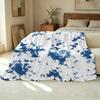 Blue & White Tie-Dye Flannel Blanket – Soft, Cozy, Skin-Friendly, Warm, Perfect for Home, Dorm, Christmas & Halloween