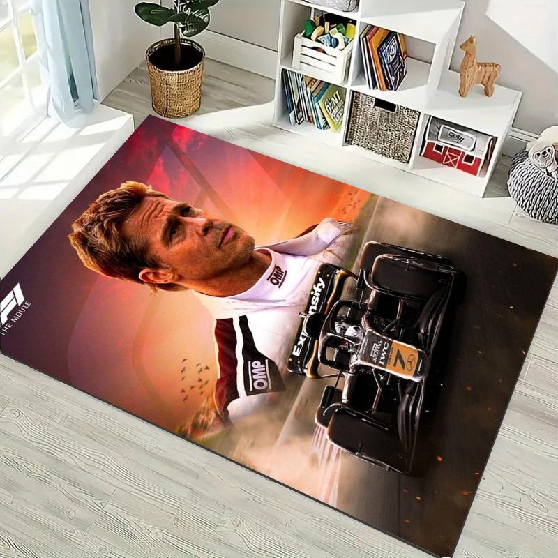 Tappeto A Pelo Corto con Stampa di Personaggi Tema Film Corse F1 Tappeto per Pavimento Rettangolare Antiscivolo Motorsport per Soggiorno Camera da Letto Decorazione Casa Tappeto per Appassionato di Corse