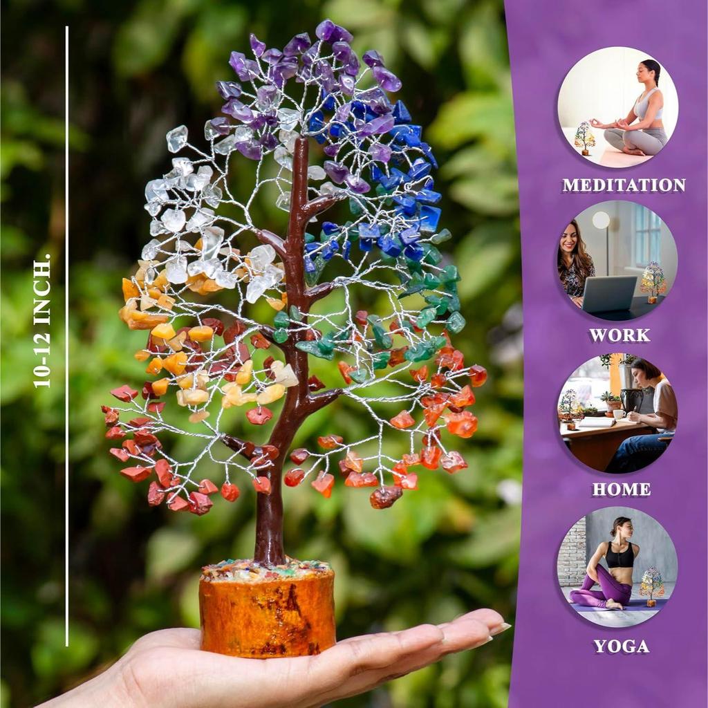 Seven Chakra Crystal Tree Good Luck Showpiece for Home Decor Items Crystals Gemstones Bonsai Money Tree for Good Luck, Decoration Gift