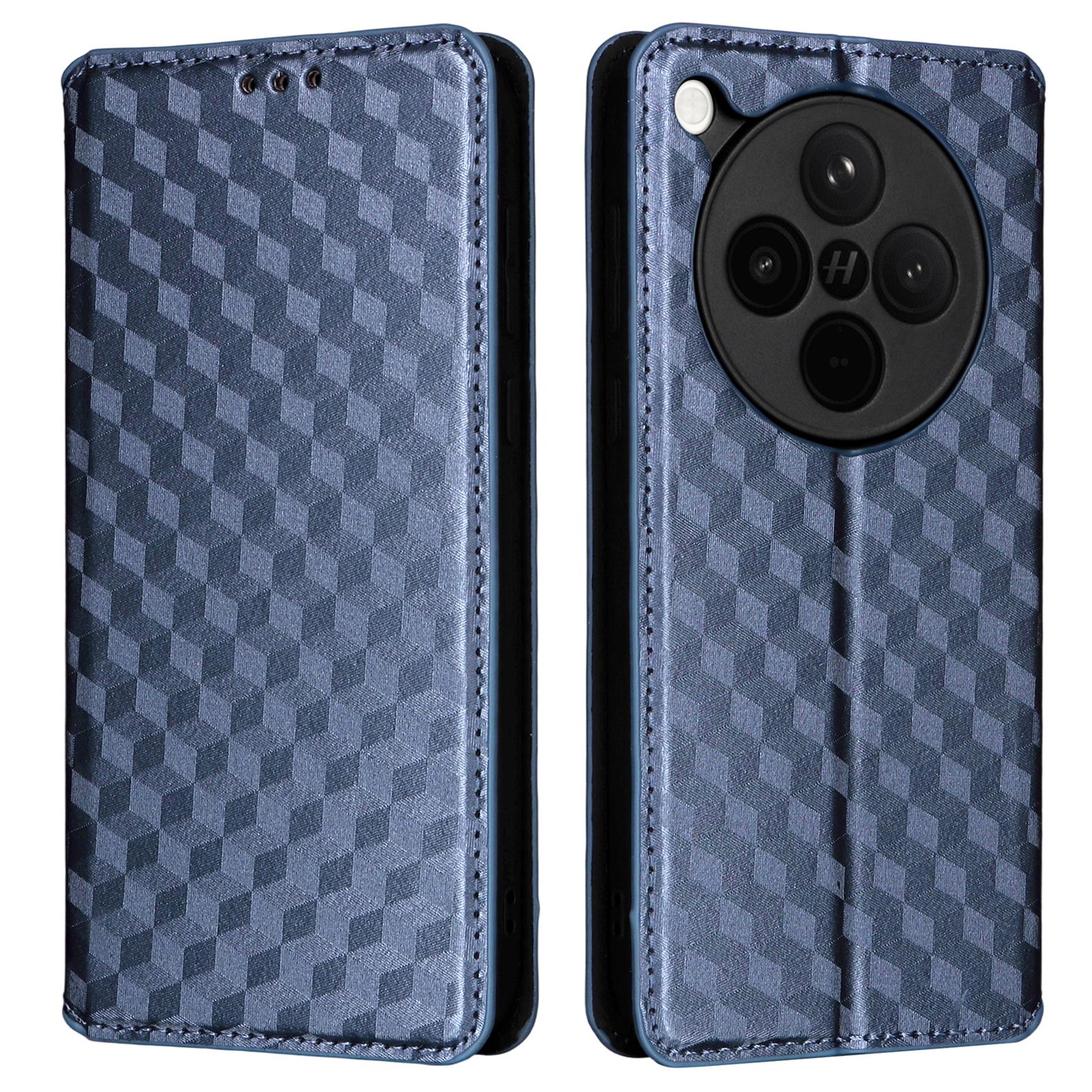 

For Oppo Find X8s+ 5G Case Wallet Rhombus Imprinted Leather Phone Cover Blue
