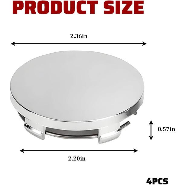 Car Wheel Center Hub Cover, 4PCS 2.36" OD 2.2" ID Vehicle Wheel Hub Modification Decoration, Snap-in Automotive Central Hubcap Replacement, Universal