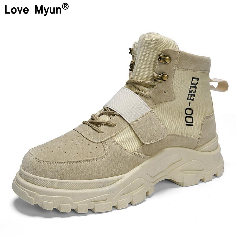 Fashion 2019 Autumn New Fashion Casual High Help  Boots Men's Leather Tooling Boots Men's Wild Desert Boots Jkm45