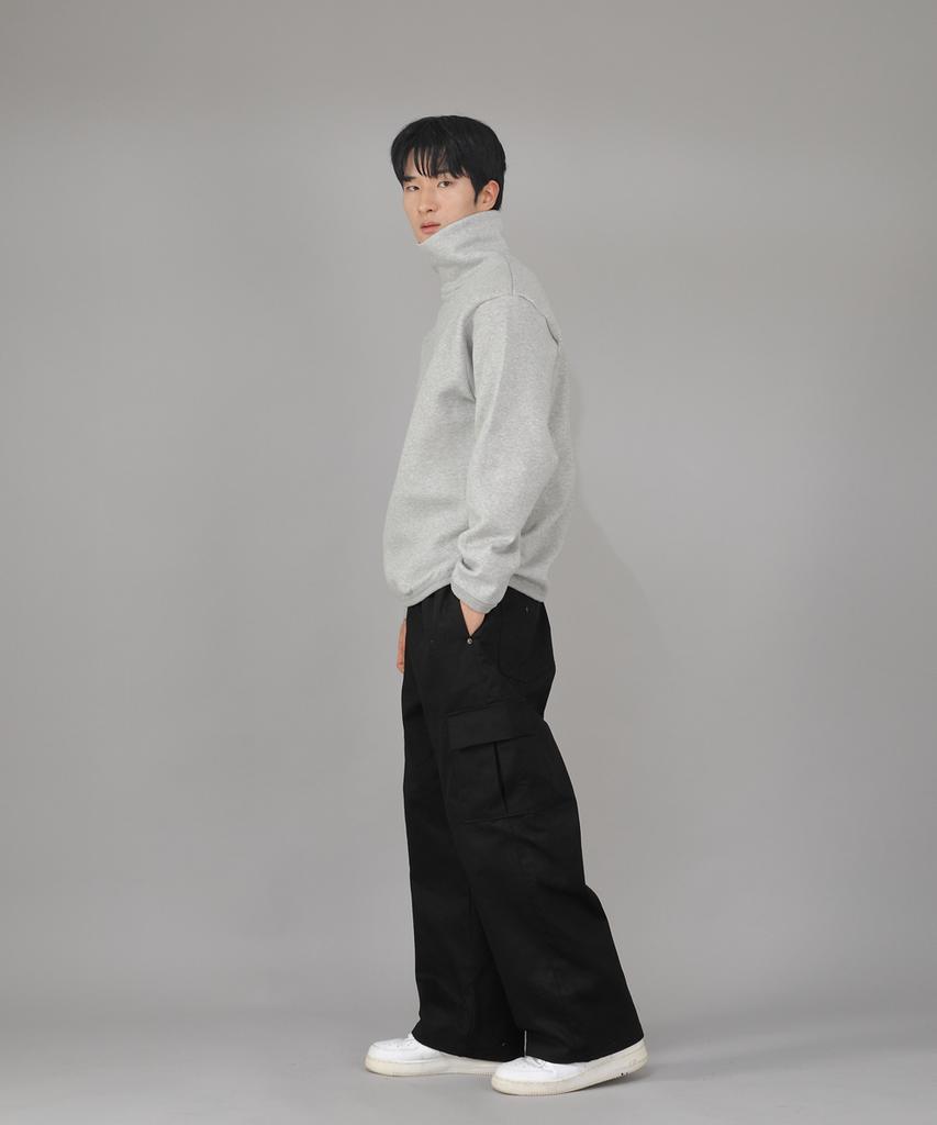 Seinteukeulu Warm-Up Loose Fit Brushed Turtleneck Plain Sweatshirt Wlp-839 Gray