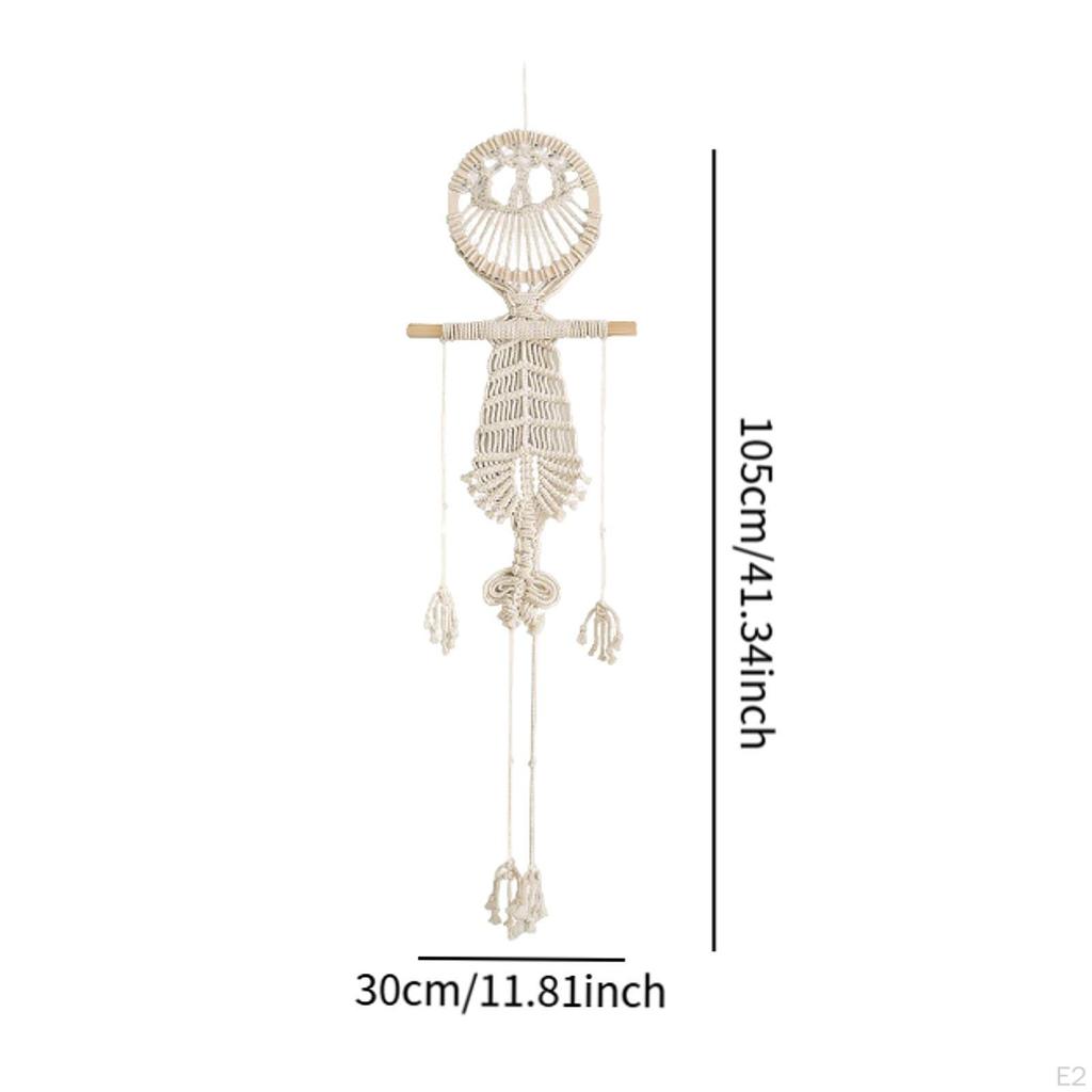 Human Skeleton Tapestry Bohemian Ornament Prop Macrame Woven Wall Hanging Halloween Decor for