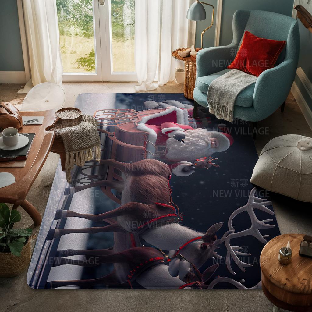 House Entrance Carpet Home Door Mat Living Room Bath Foot Bathroom Non-slip Water Absorption Rugs Bath Merry Christmas Winter