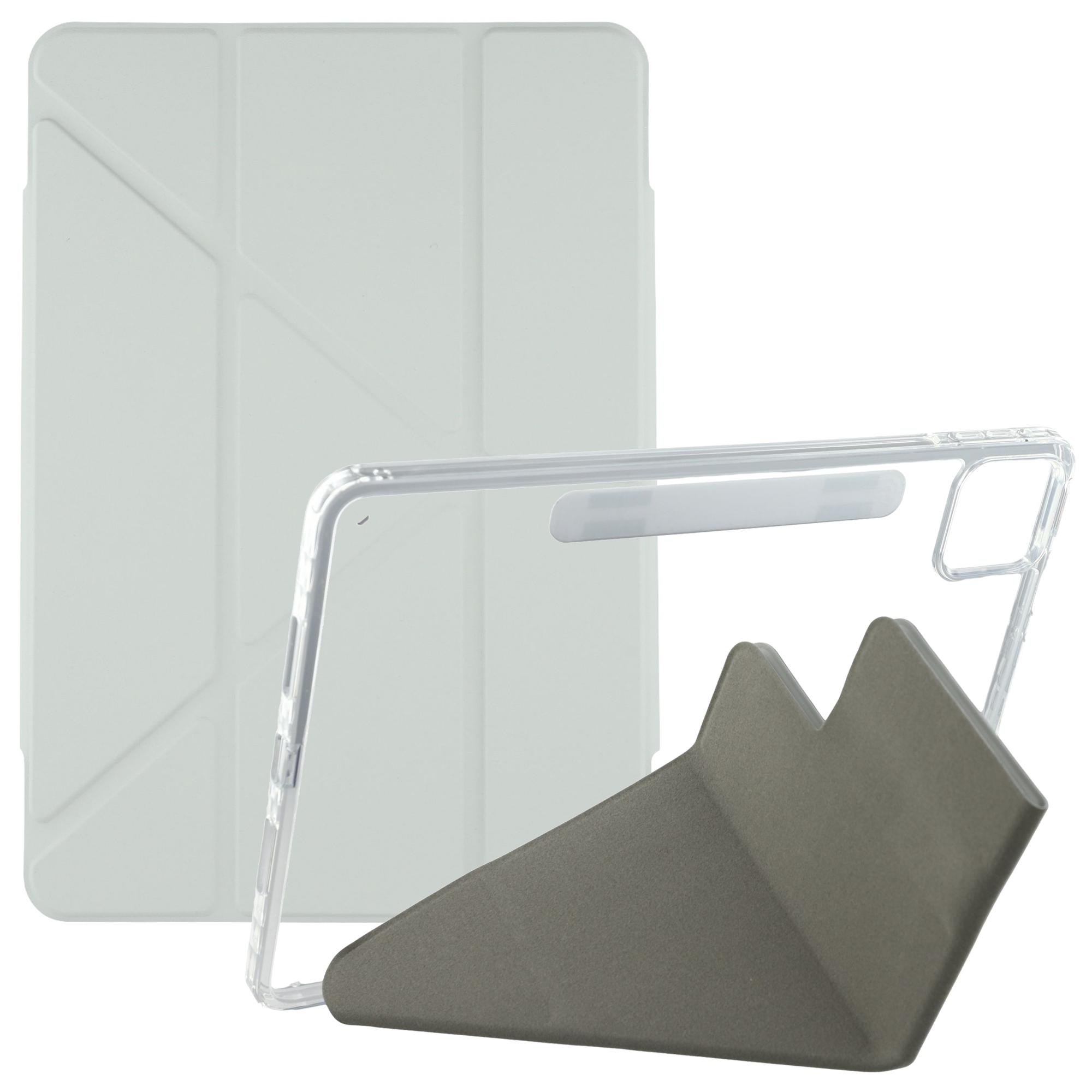 

For Xiaomi Pad 7 Pro/Pad 7 Case Magnetic Dual Clasp PU TPU Acrylic Origami Stand Tablet Cover Grey