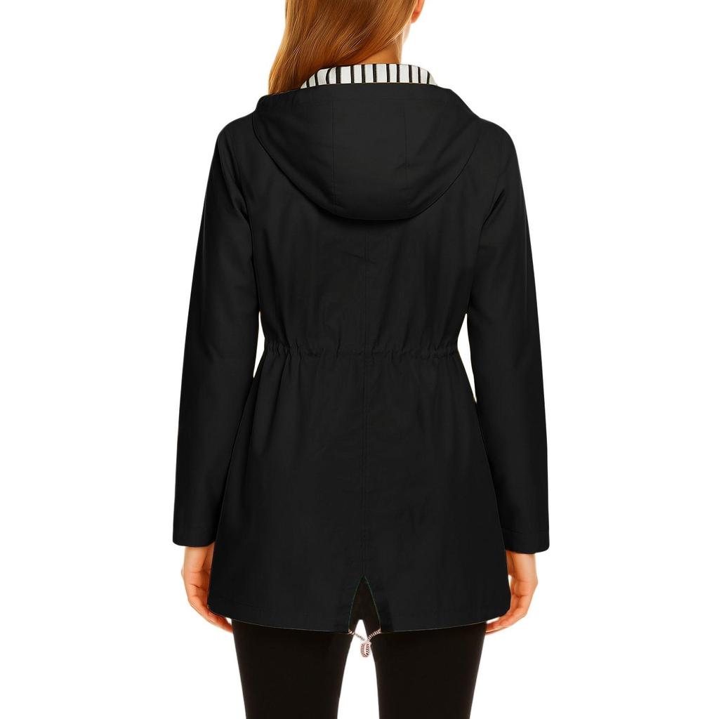Dames Regenjassen met Capuchon Lichtgewicht Buiten Waterdichte Windjack Effen Trenchcoat Jas Grote Maten