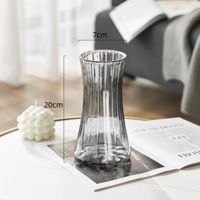 Nordic Cone-Shaped Transparent Glass Vase for Lucky Bamboo and Flowers