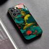 Buddha Statue Lotus Flower Tempered Glass Phone Case For iPhone 17 16 15 Pro Max 14 13 12 Full Lens Protection Hard Back Cover