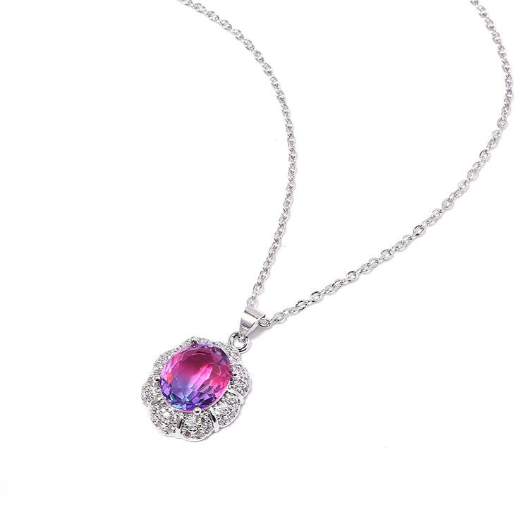 Romantic Rainbow Zircon Jewelry Set: Necklace, Earrings, Ring & Bracelet for Women