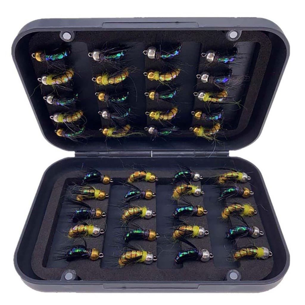 25Pcs/Box Fishing Lure #8 Realistic Bionic Artificial Humpy Fly Yellow/Black Lure Bait Fishing For Trout Fly Flies Bait Lures
