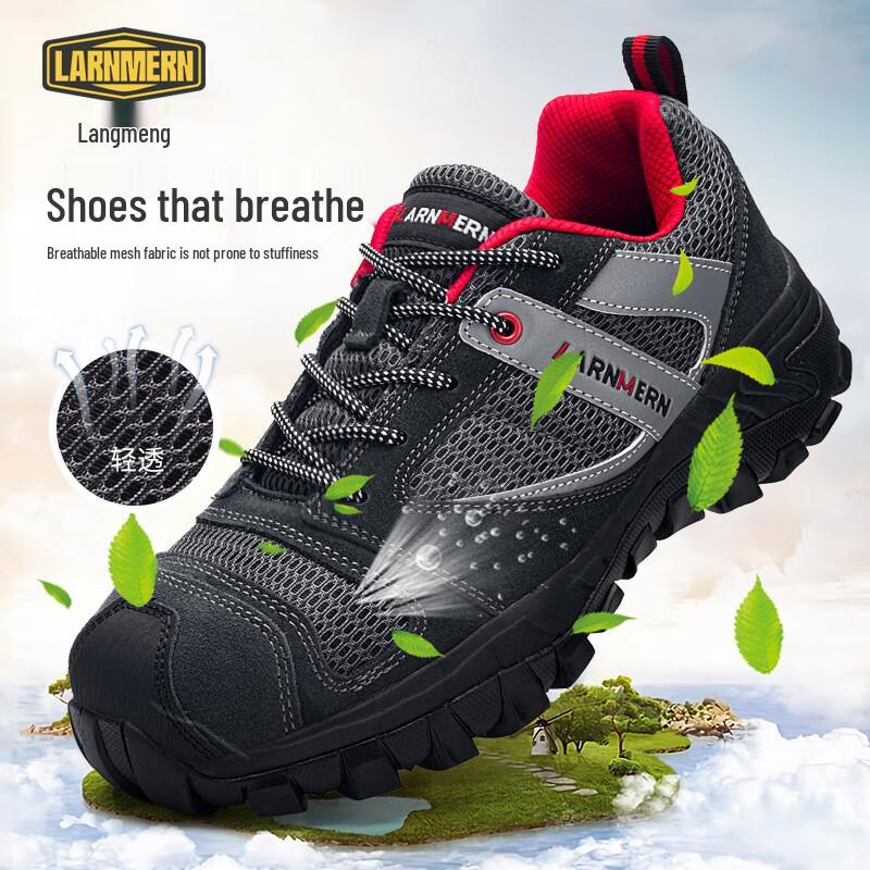 LARNMERN Men s Lightweight Breathable Steel Toe Safety Work Shoes 38