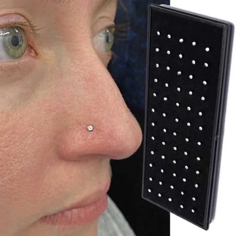 40/60Pcs Women Nose Piercing Ring Steel Silver Surgical Hoop Cartilage Stud