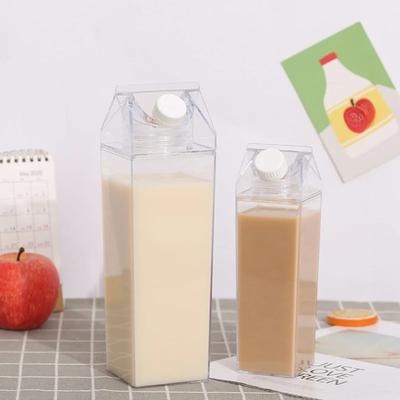 500ml/1000ml Cartone di Latte Bottiglia d'Acqua Quadrata Plastica Trasparente Scatola Trasparente per Bottiglie di Succo Tè Contenitore Portatile per la Conservazione Articoli per Bevande