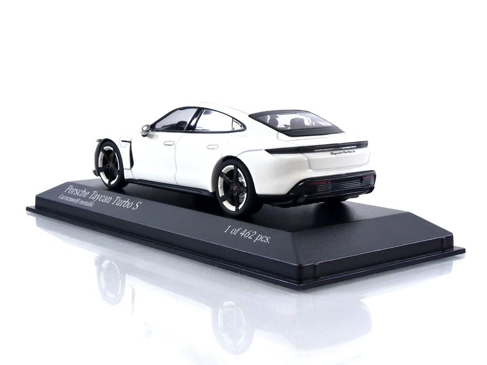 MINICHAMPS Scale Porsche Taycan Turbo S 2020 White Metallic Finished Diecast Model Car 410068476 1/43
