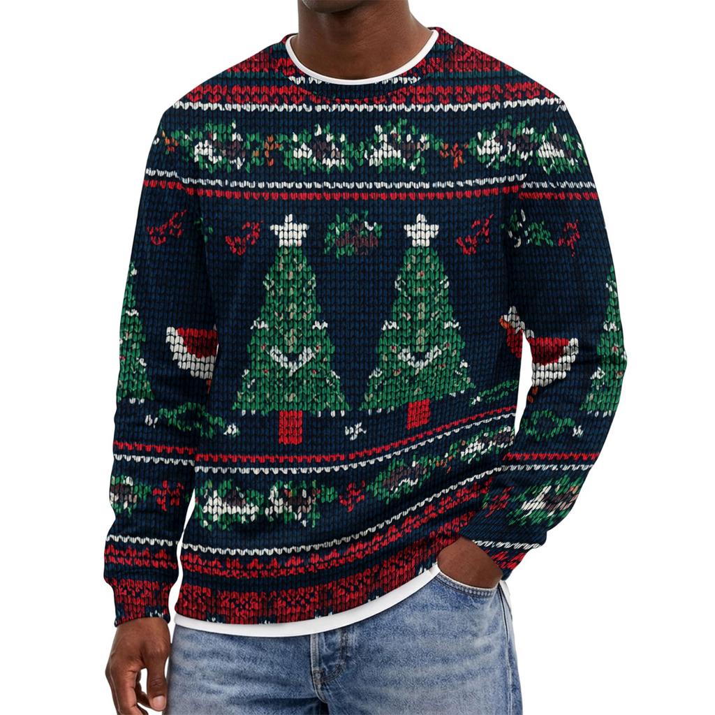 Herren Weihnachtspullover mit Rundhalsausschnitt