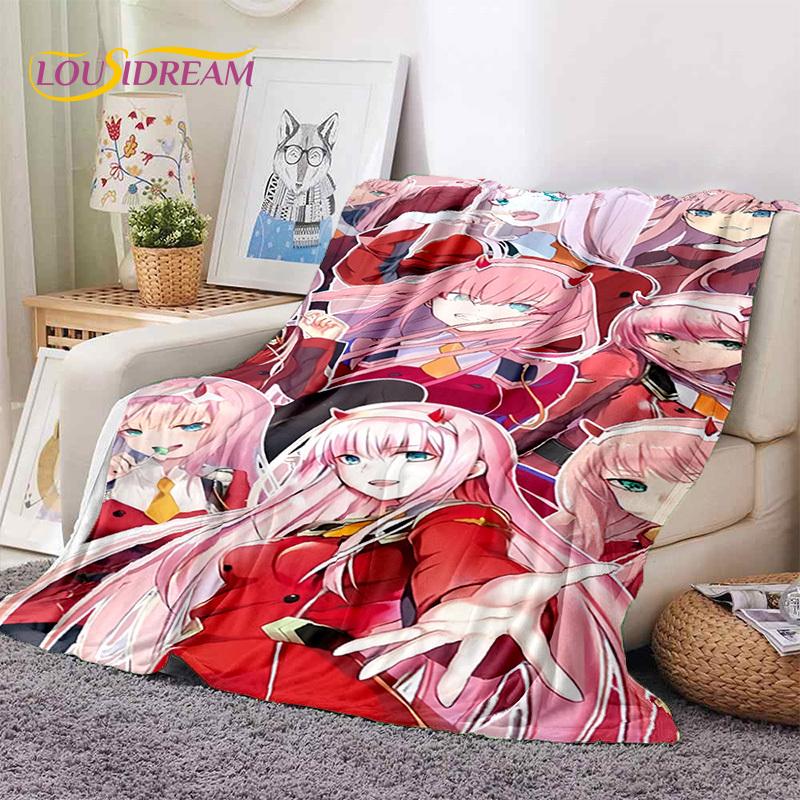 Zero Two Sexy Girl DARLING in The FRANXX Cartoon Flannel Blanket for Bed Bedroom Sofa Picnic,Throw Blanket for Outdoors Leisure
