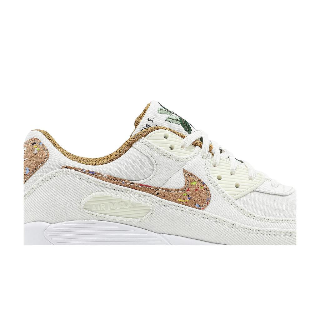 Nike Womens Air Max 90 SE 'Cork' (women's sizes) Sail / White / Volt / Wheat Running Shoes DD0384 100