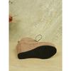 European and American Large Size Suede Lace-up Wedge Heel and Naked Short Boots Women's Winter Velvet Warm Wedge Heel Martin Boots