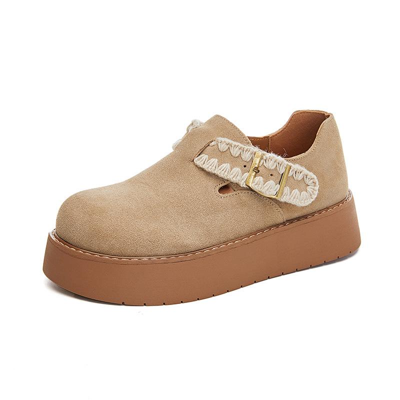 Fashion AIYUQI Women Spring Shoes Genuine Leather 2025 Spring New Platform Women's Loafers Suede Flat Retro Casual Shoes Women